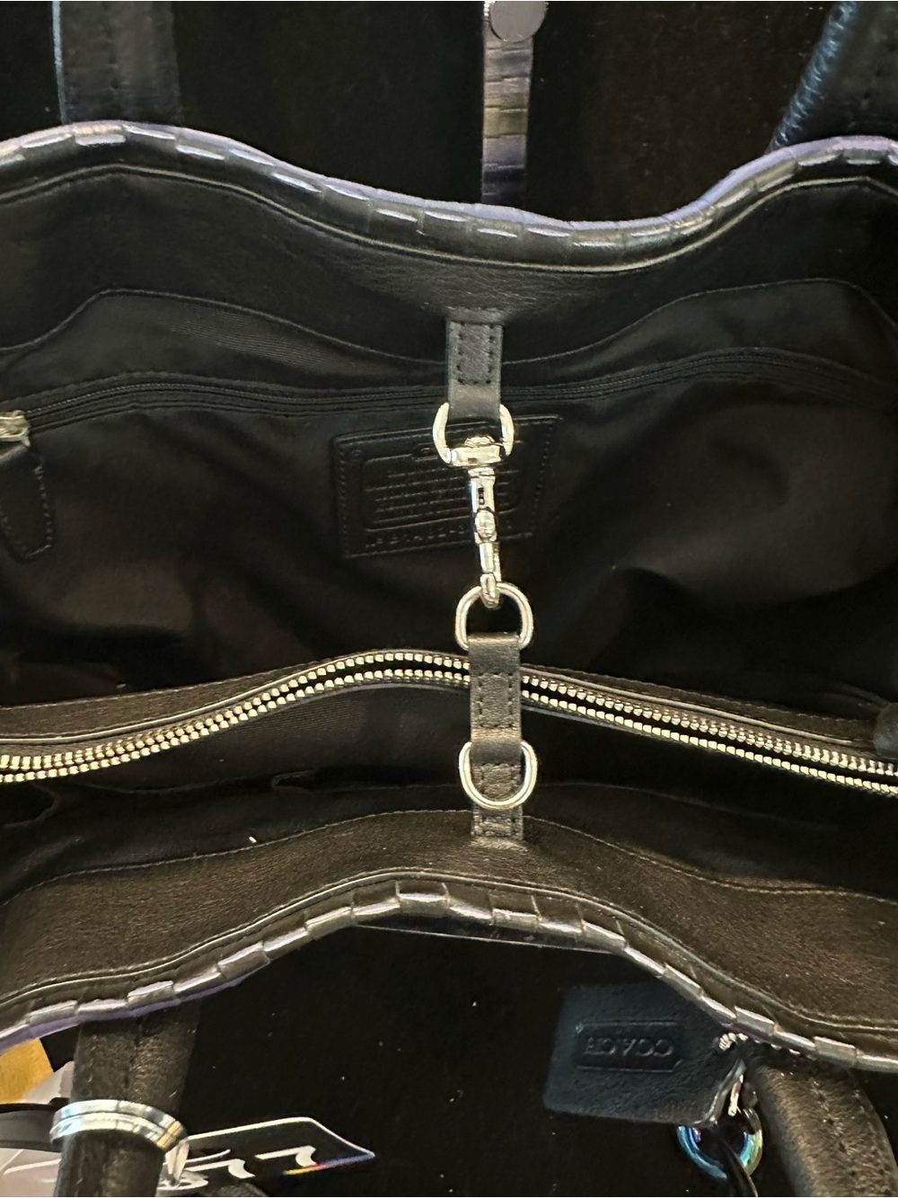 Coach#377 Bleecker Studio tote Blue & Black Woven embossed leather - Picture 10 of 15